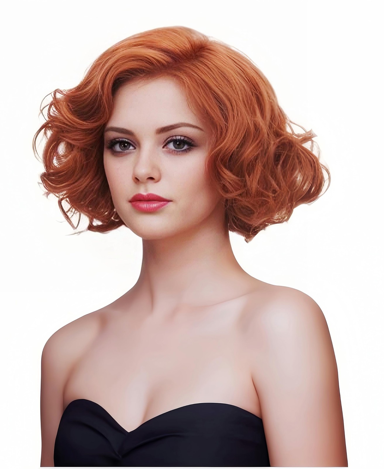 Gerulyss Short Copper Red Wavy Wigs for Women 21.5 – 22.5 Inch,