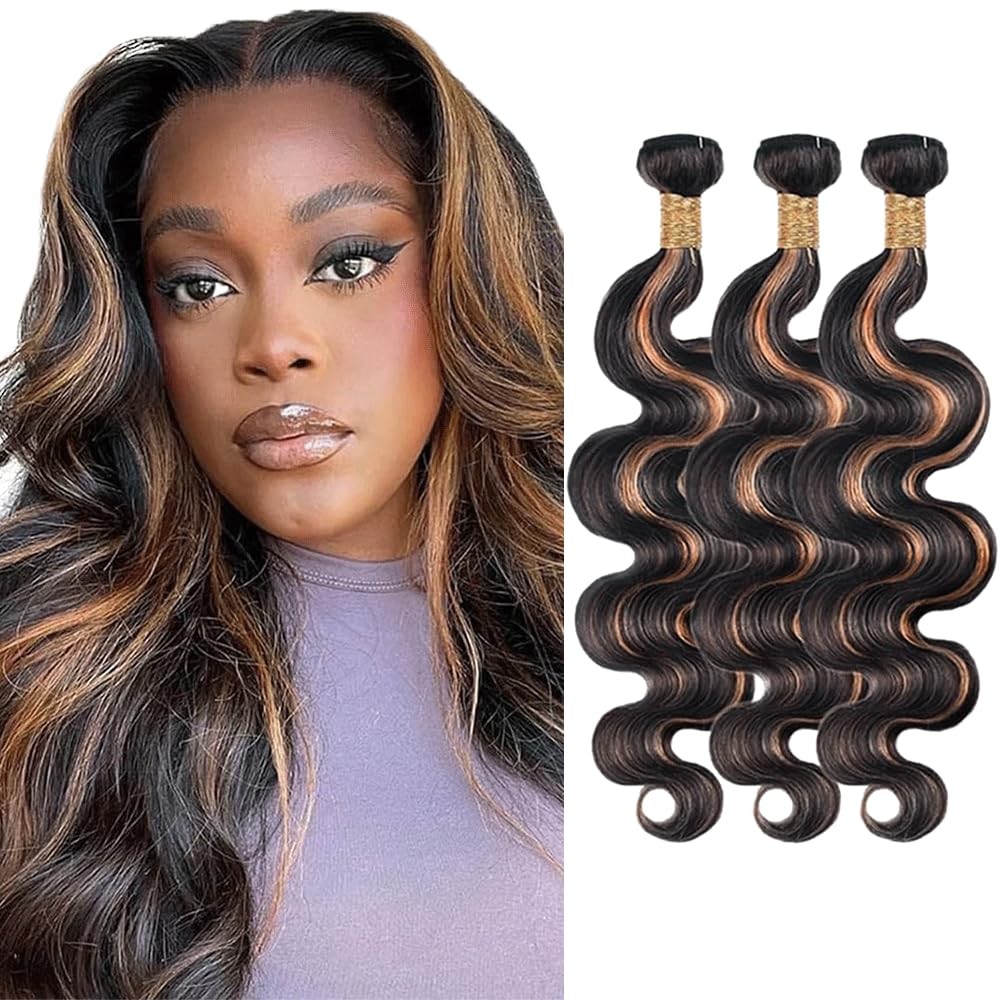 Fridnae 24 26 28 Inch P1B30 Bundle Highlight Body Wave Human Hair Bundles Ombre