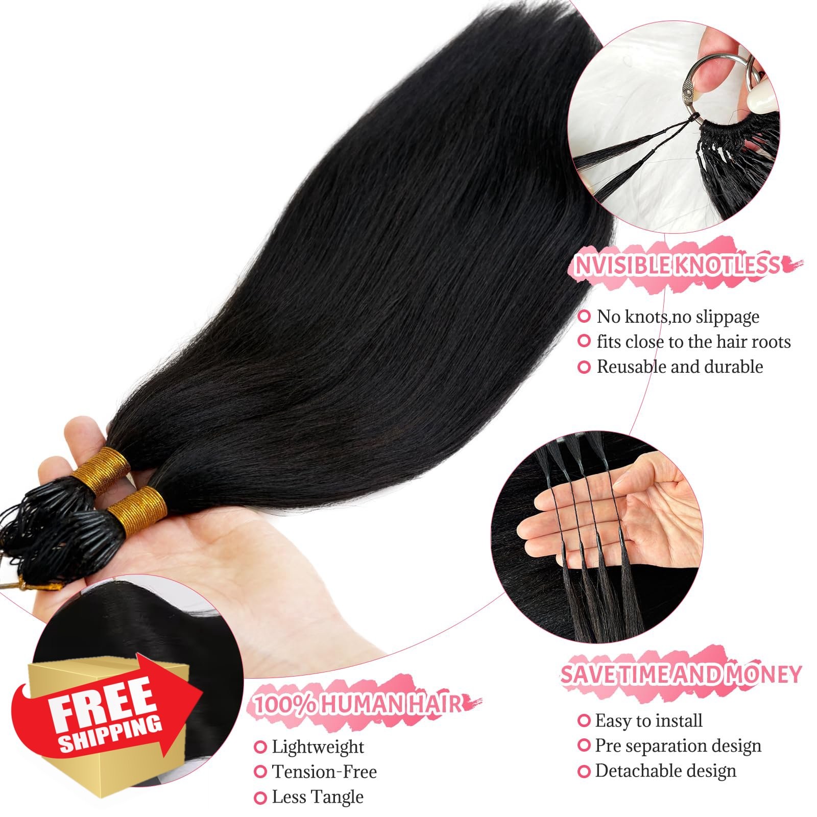 Smartinnov Yaki Straight Crochet Hair 16 Inch #1B