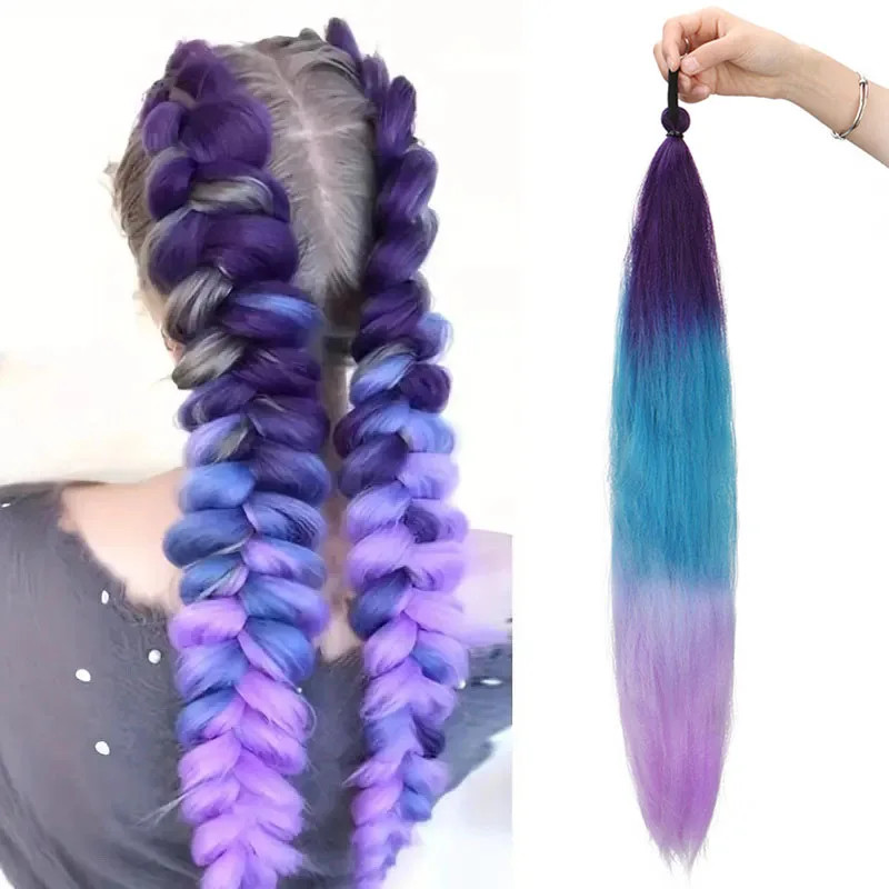 Synthetic Ombre Elastic Band Ponytail Hair Extension DIY Twist Braid for Women