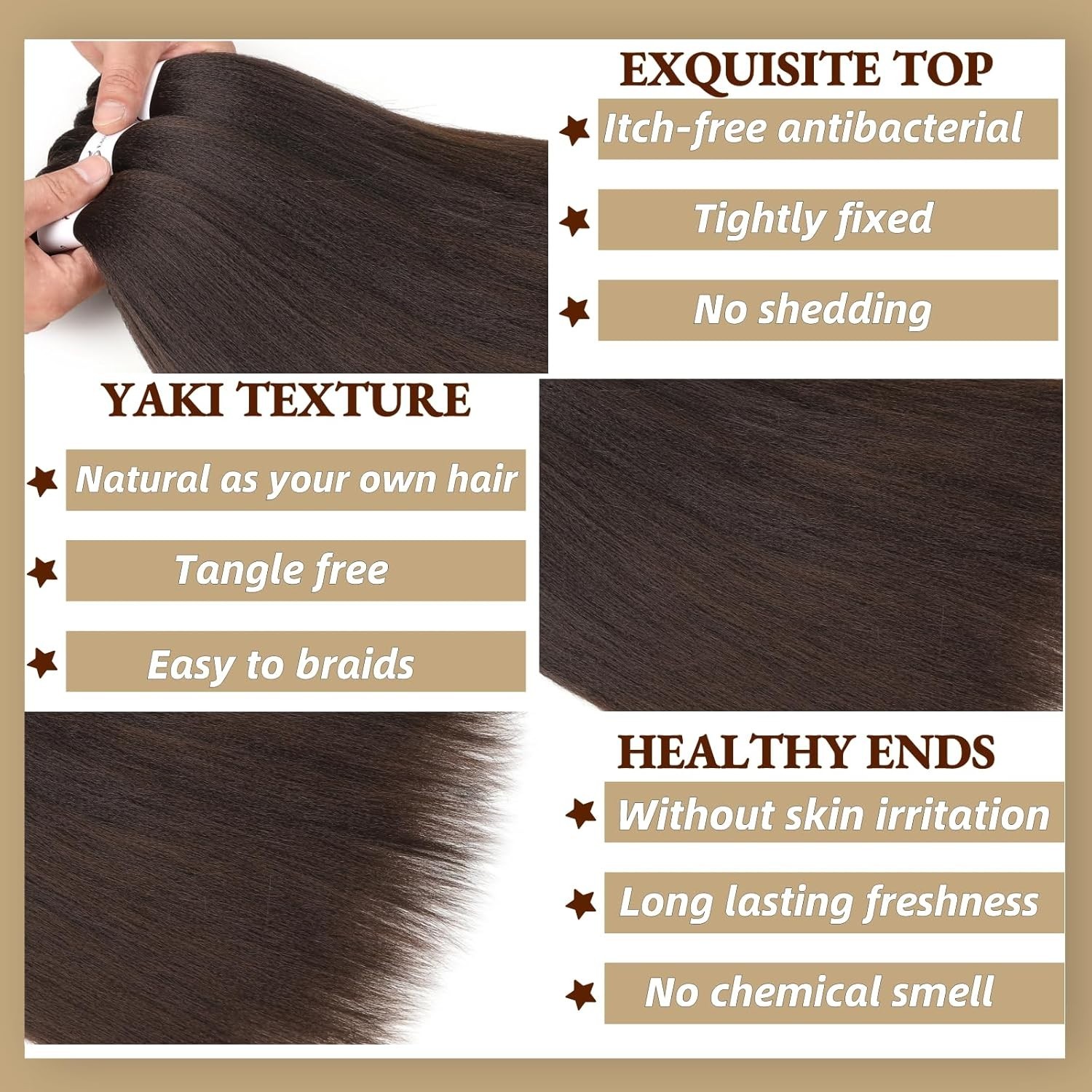 Ultra-Soft Dark Brown Synthetic Braiding Hair 24” – 6 Packs – Easy Installation
