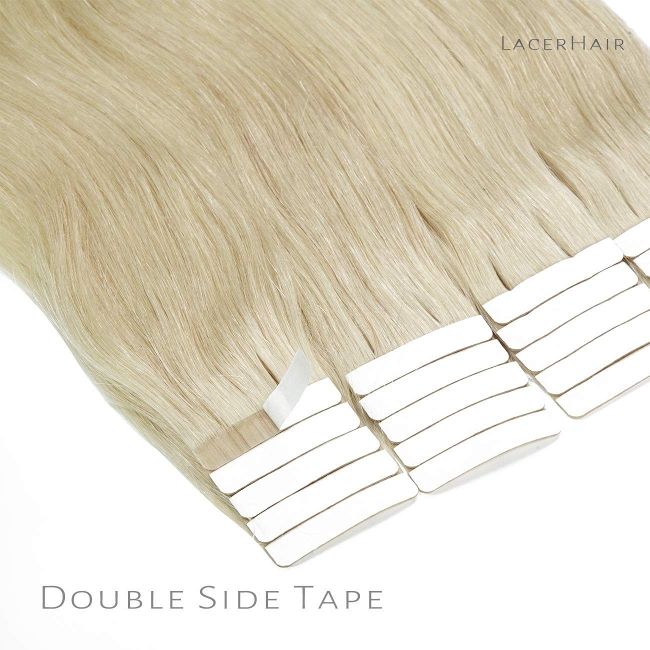 Lacer Blonde Tape-In Hair Extensions Human Hair Light Platinum Blonde 22″ 50g 20
