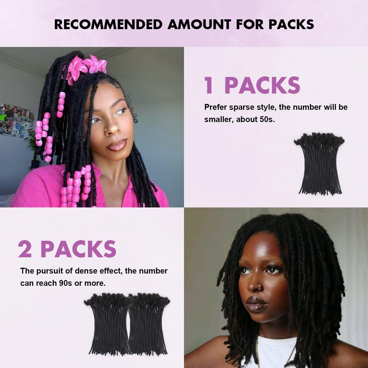 Vecago 10 Inch 50 Strands Loc Extensions Human Hair 0.4Cm Width 100 Human Hair