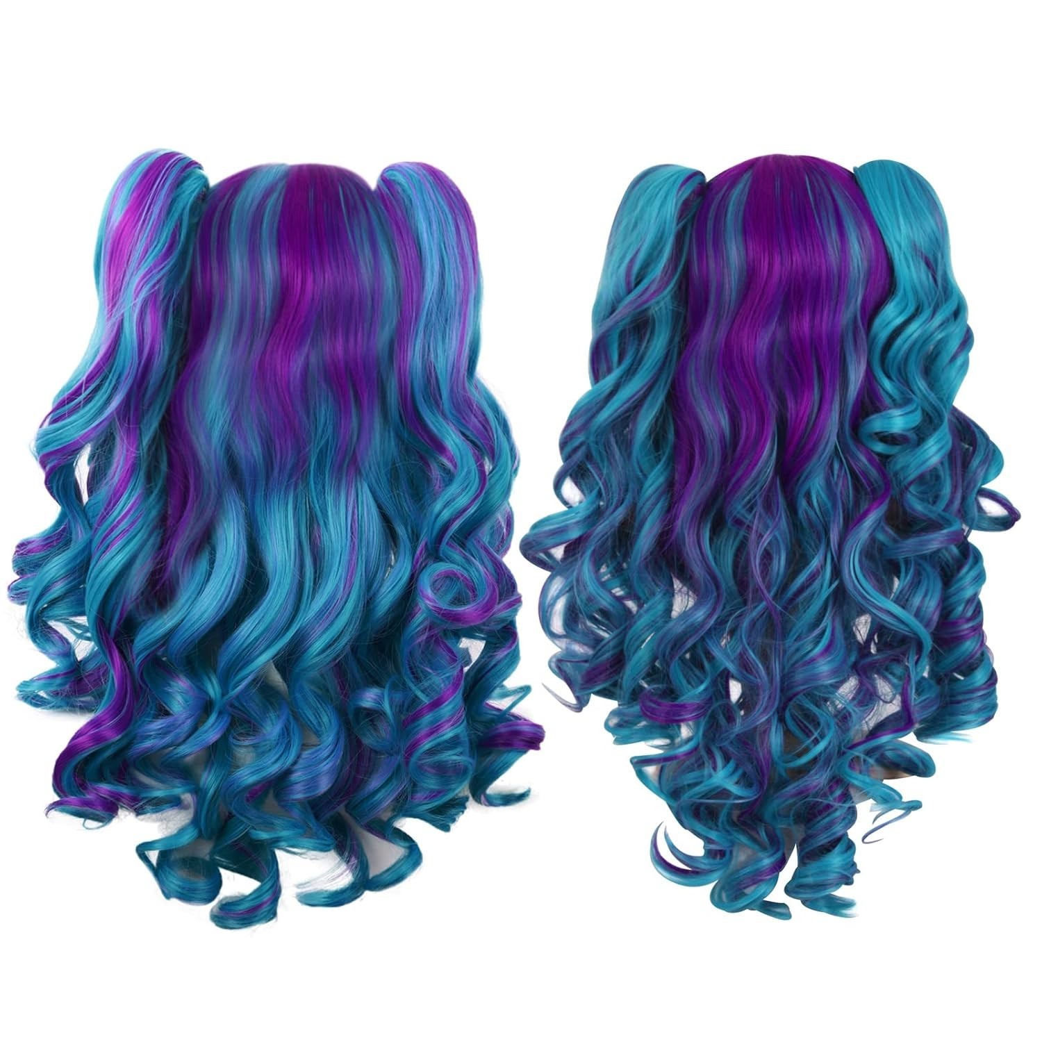 High Temperature Fiber Lolita Cosplay Wig Dark Purple/Cyan