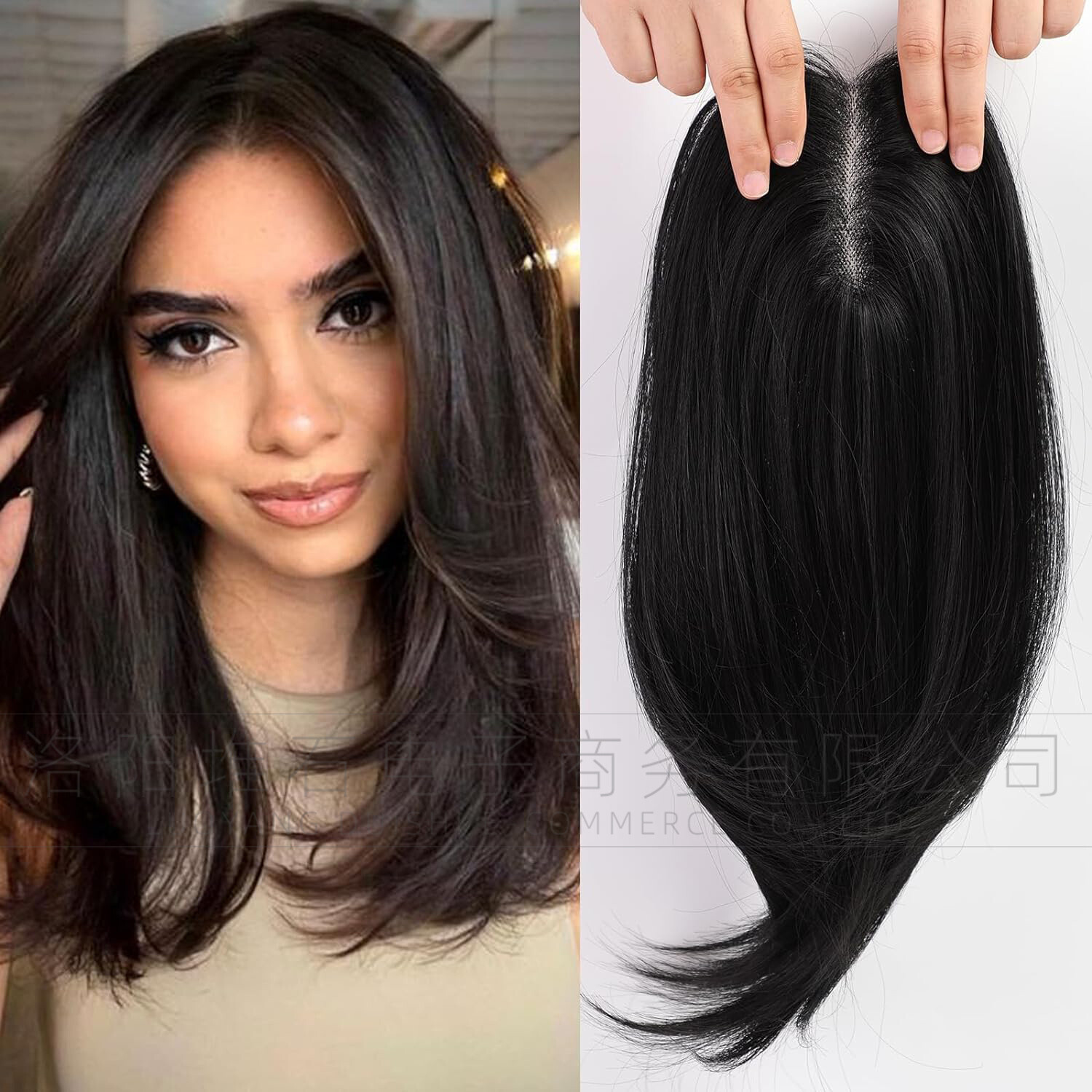 18 Inch Hair Toppers Synthetic Hair Toppers Hair Pieces Swiss Base with 3 Clips