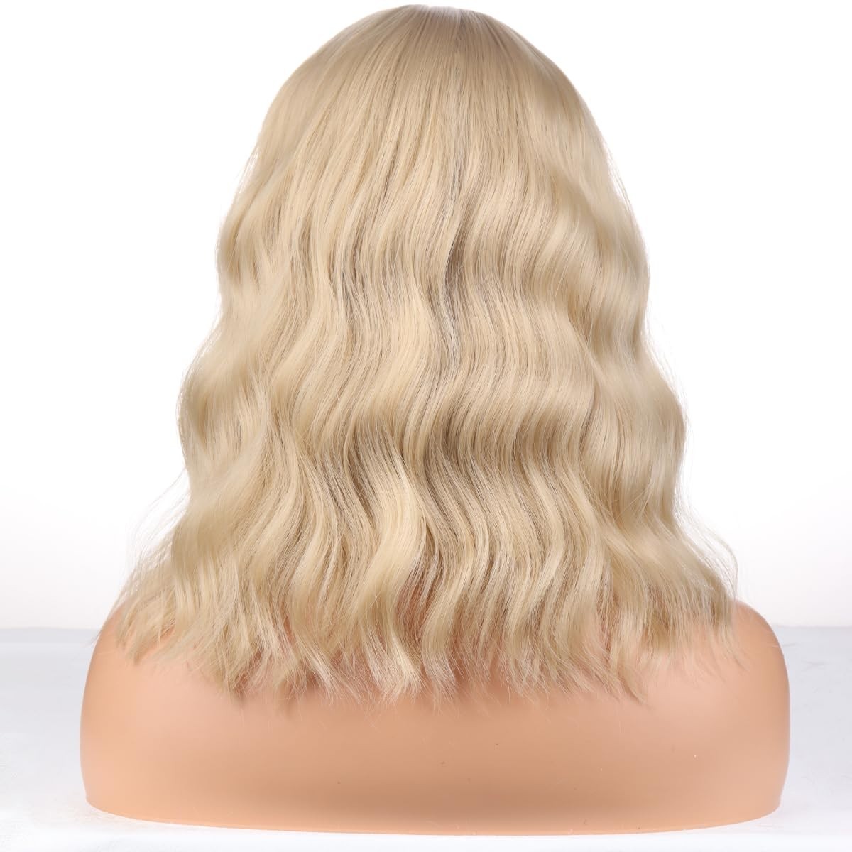 14″ Ash Blonde Curly Wavy Bob Wig for Women Daily Party 156E988788