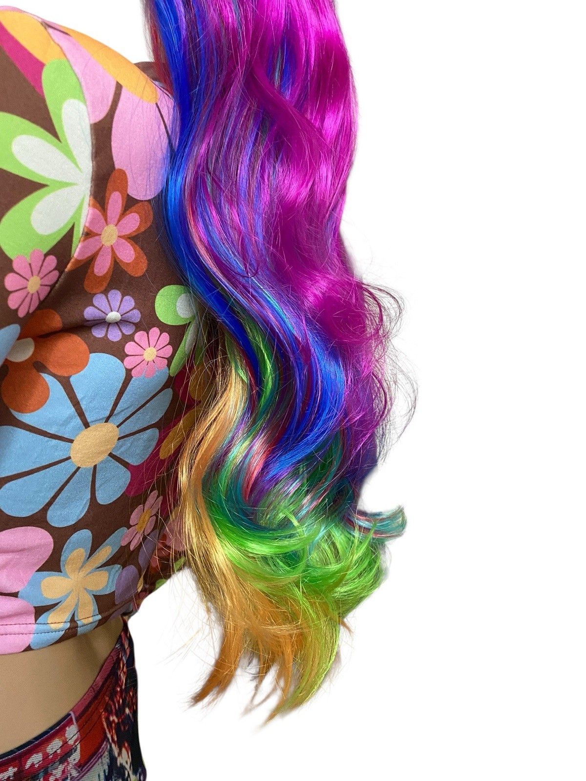Long Layered Hair Ombré Lace Wig Fuschia Pink/Green/Violet Purple/Blue