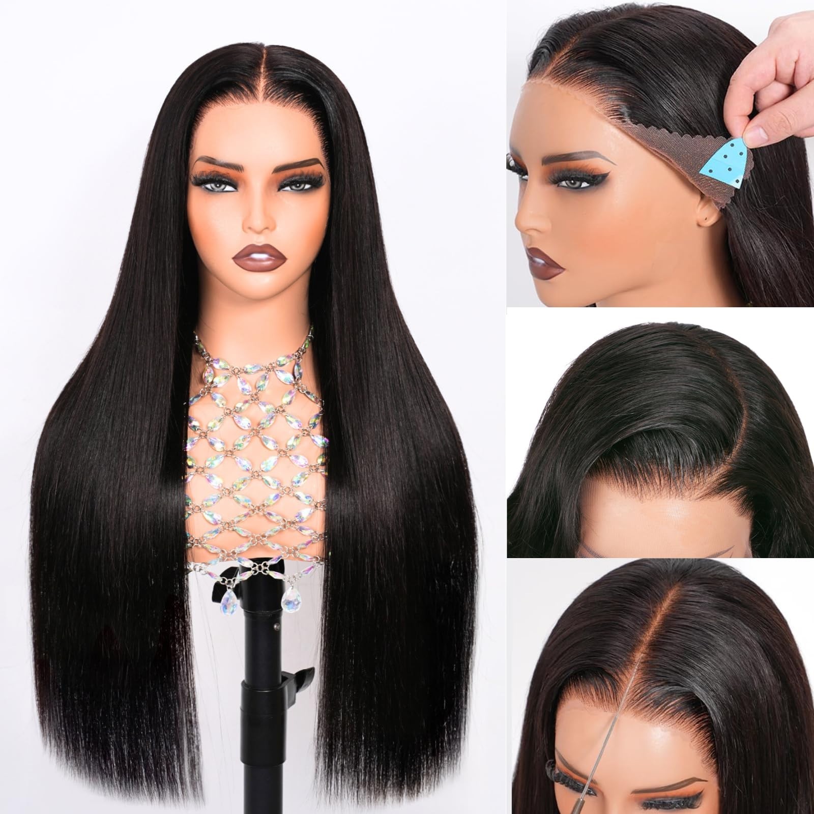 13×6 HD Lace Front Wig Human Hair, Pre-Plucked & Bleached, 200 Density, Glueless