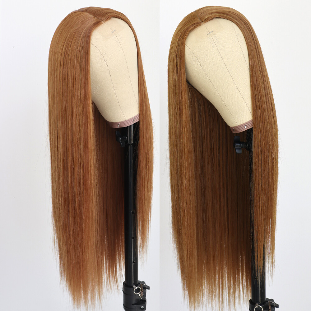 Glueless Synthetic Lace Front Wigs Heat Resistant Long Straight Blonde Hair Wig