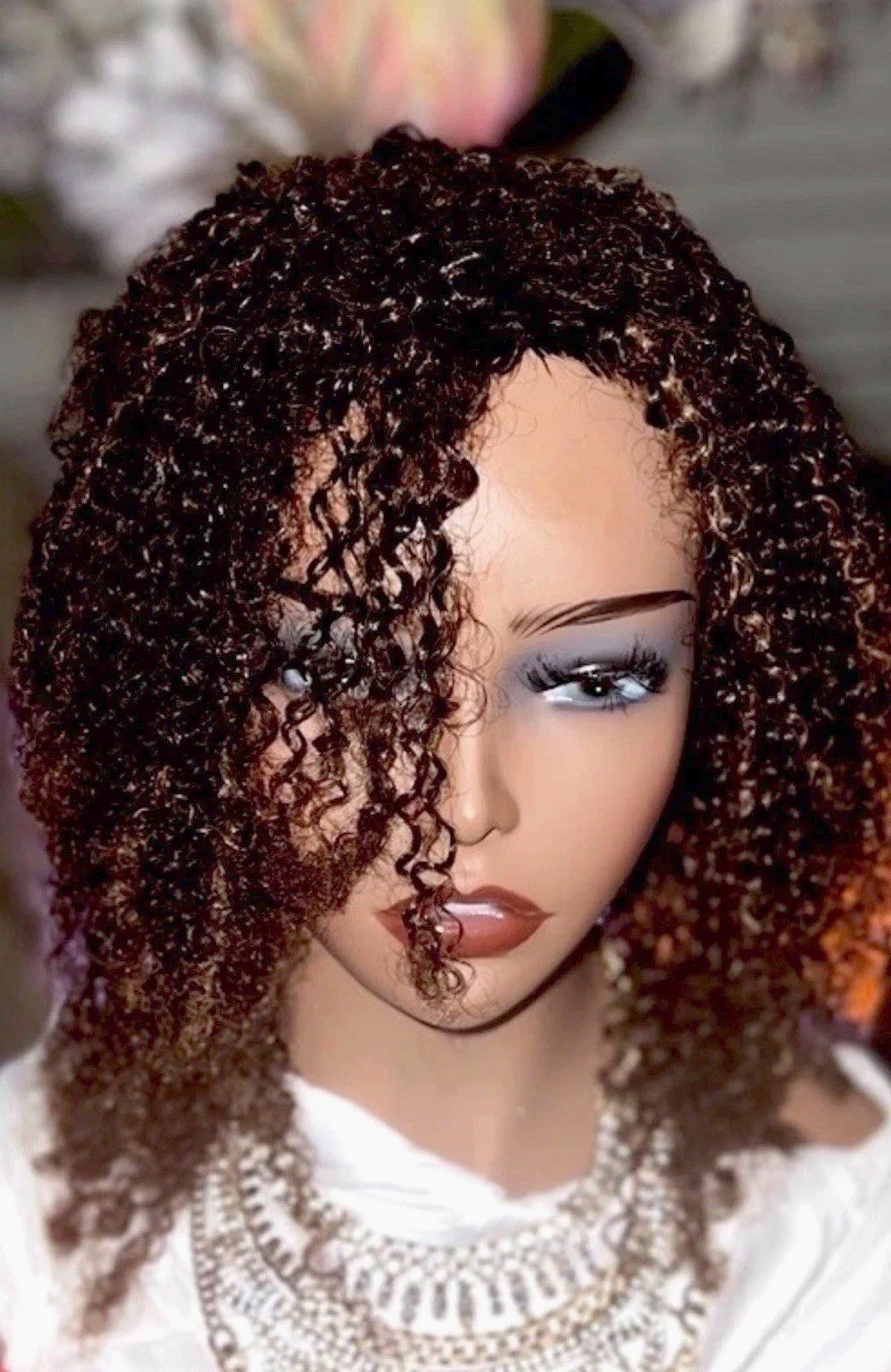 100% HUMAN HAIR SPIRAL CURLY FULL WIG TEXTURED 1B/30 GLD 12-14” THICK NEW🧡