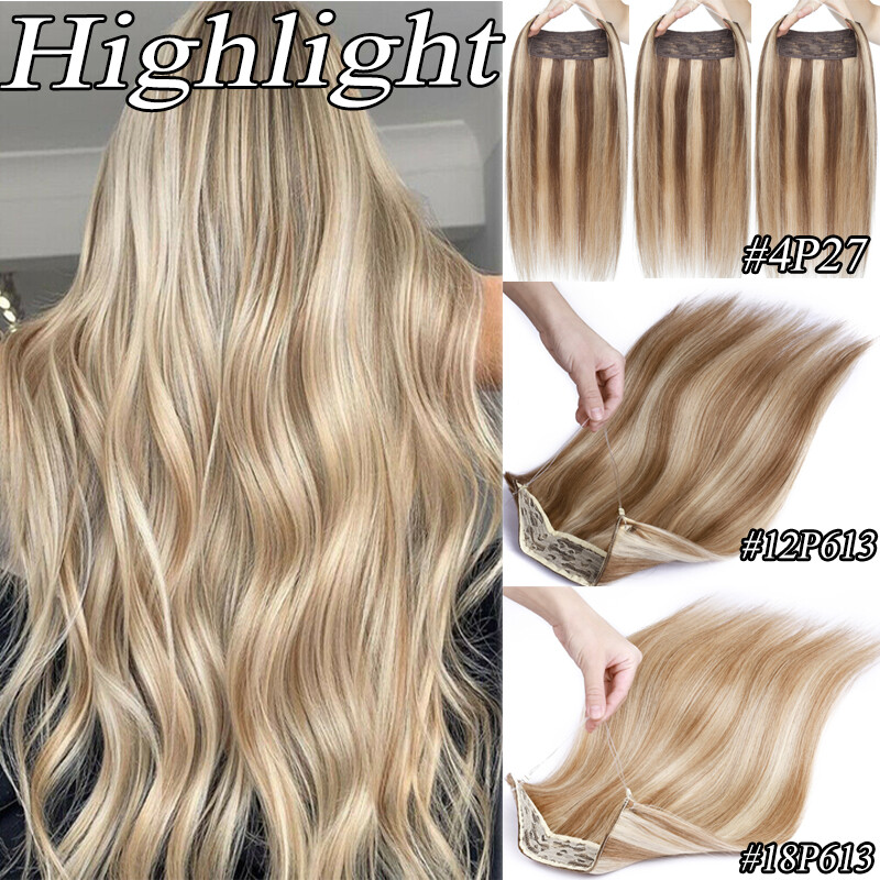 Thick 120G Hidden Long Weft Wire In 100% Remy Human Hair Extensions One Piece A