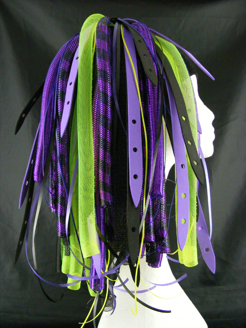 CYBERLOXSHOP PURPLEWEB YELLOW CYBERLOX CYBER HAIR FALLS DREADS RAVE PURPLE BLACK