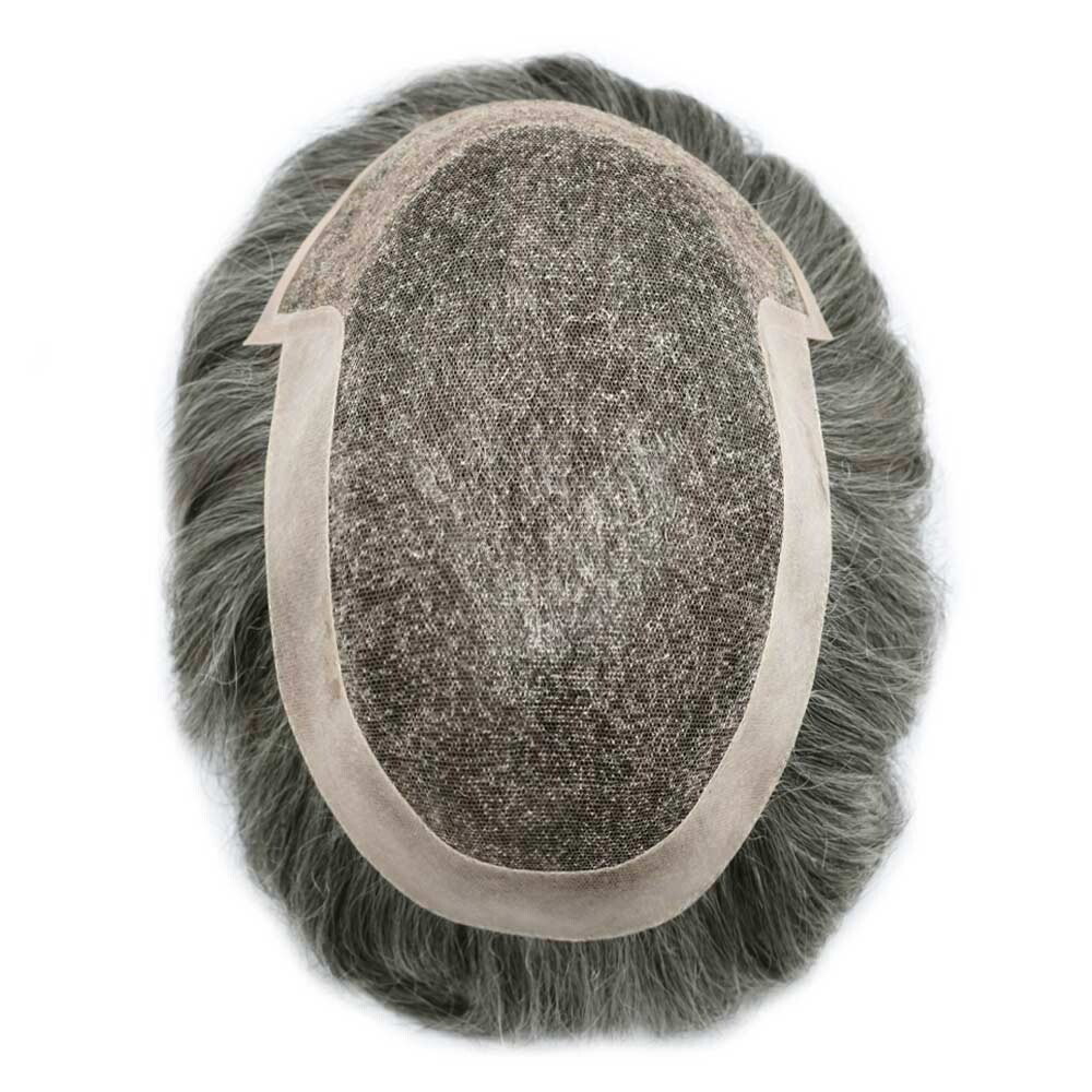 Mens Toupee Hairpiece French Lace Front Hair System Replacement Wig Unit for Men