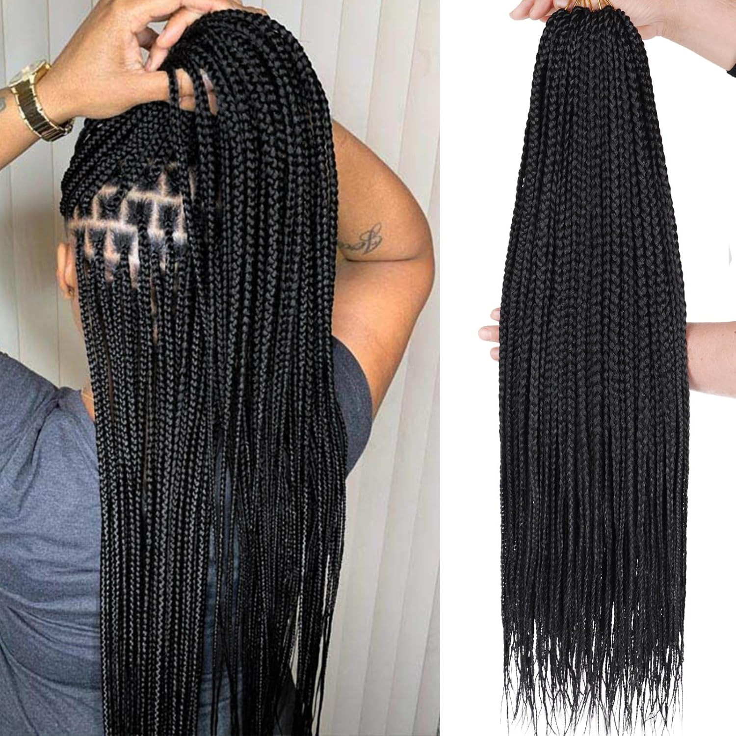8 Packs 24 Inch Box Braids Crochet Hair Pre-Looped Knotless Medium 3X