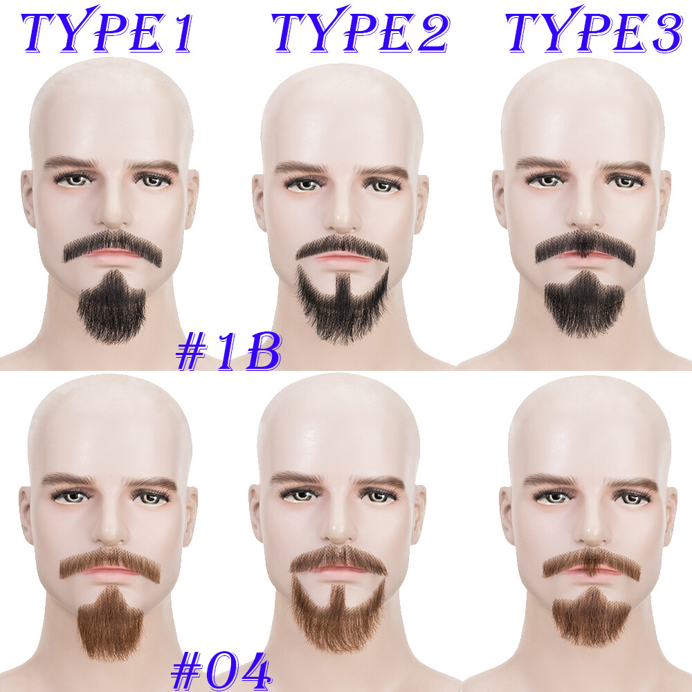 Men’s Fake Beard 100% Real Human Hair Face Beard Mustache Van Dyke Type Reusable