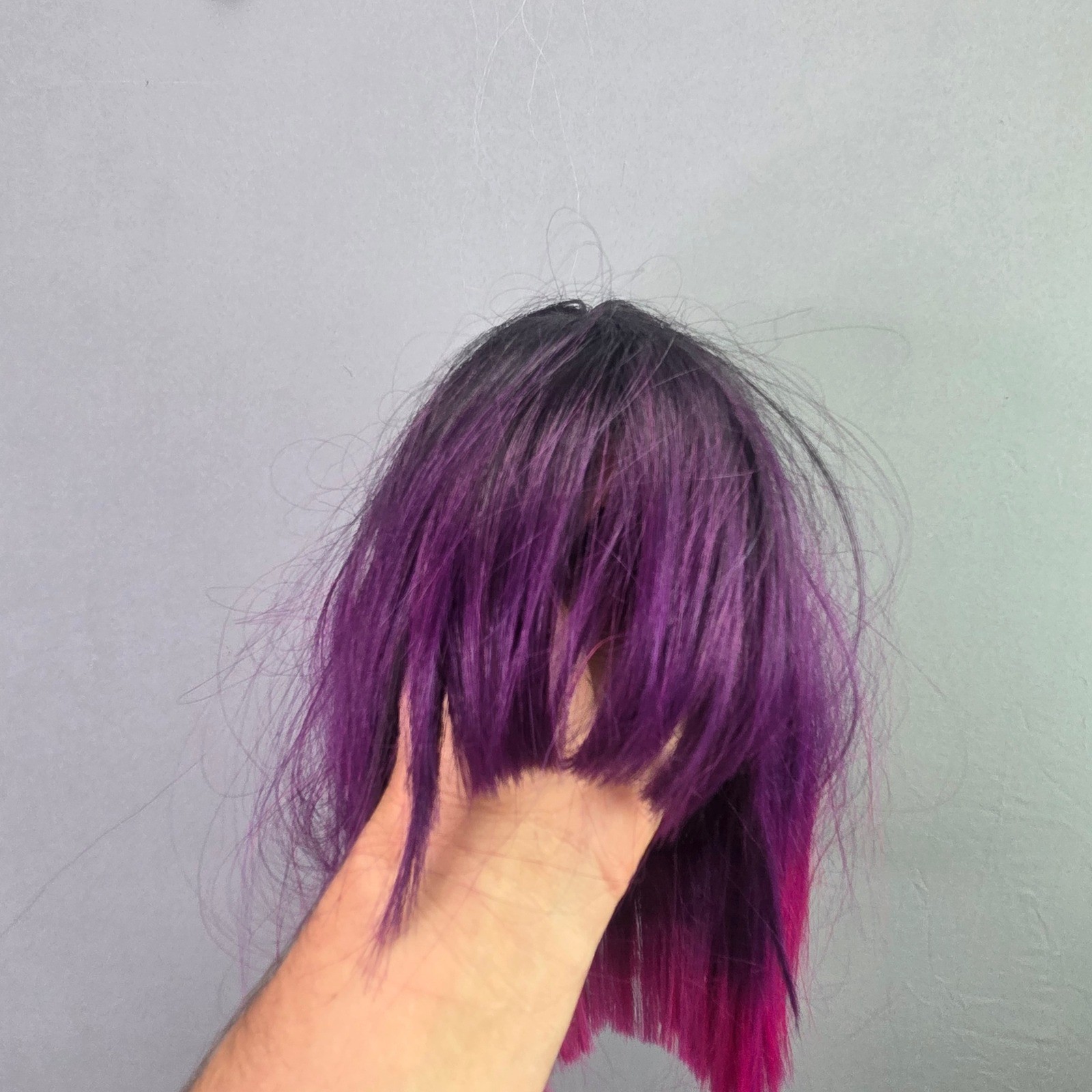 Shake-N-Go Wig Ombre Black Purple Pink Synthetic Bob Straight Fringe 12in 106