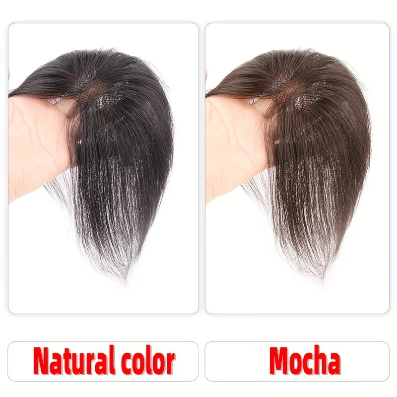 Handmade Human Hair Topper Fluffy Front Gray Hair Cover Add Volume Natural Look