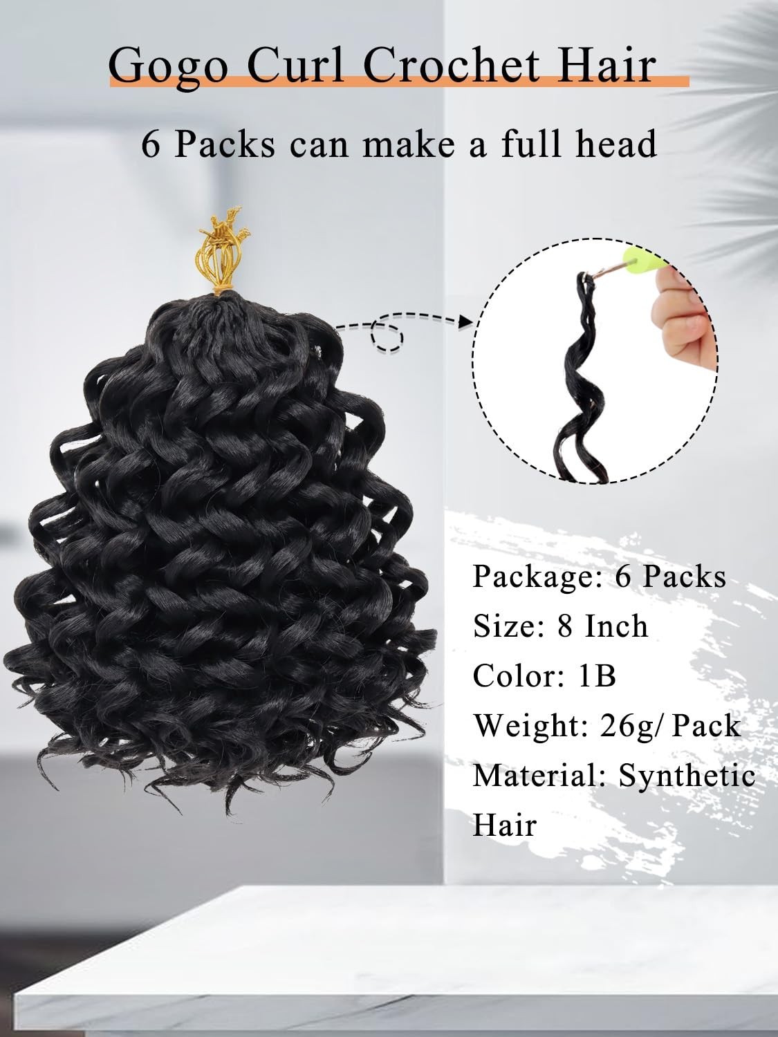 Short Curly Crochet Hair 8 Inch – 6 Packs Deep Ocean Wave Synthetic Braids for B