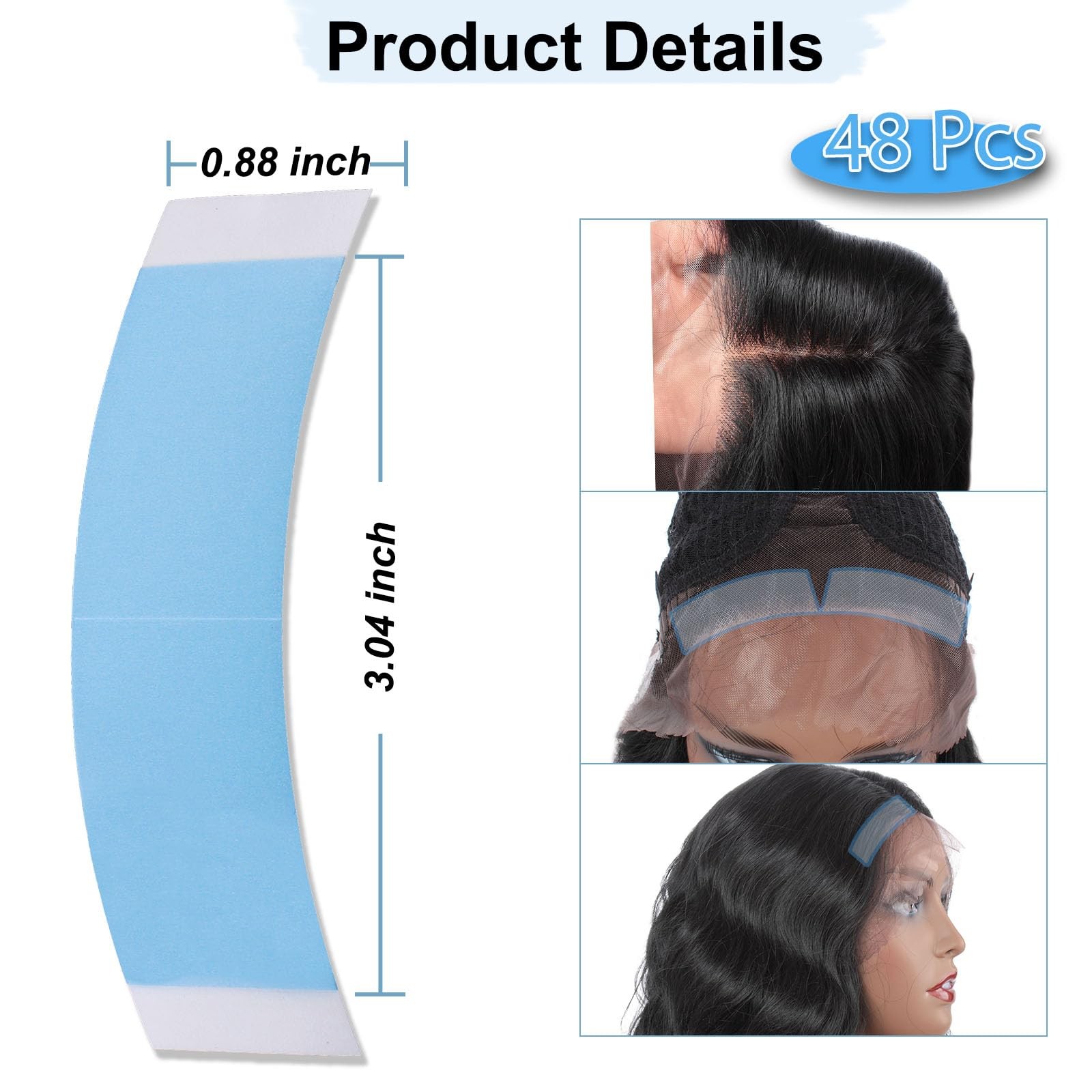 48pcs Double Sided Ultra Hold Waterproof Lace Glue for Front Lace Wig,Bold Ho…