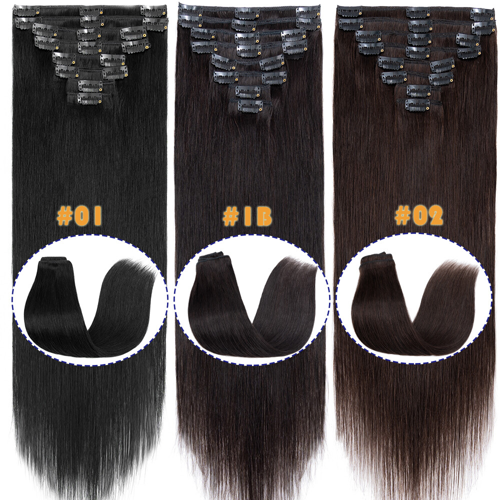 SALE 100% Real Remy Hair Clip In Human Hair Extensions 8PCS Full Head Ombre Long