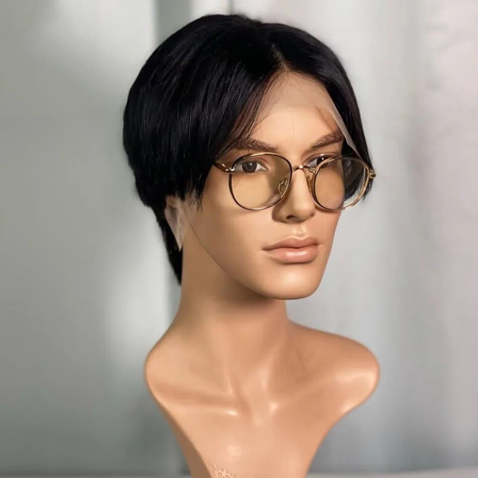 Short Human Hair Wig For Men Brazilian Remy 13×6 Lace Front Male Wig Pre Plucked
