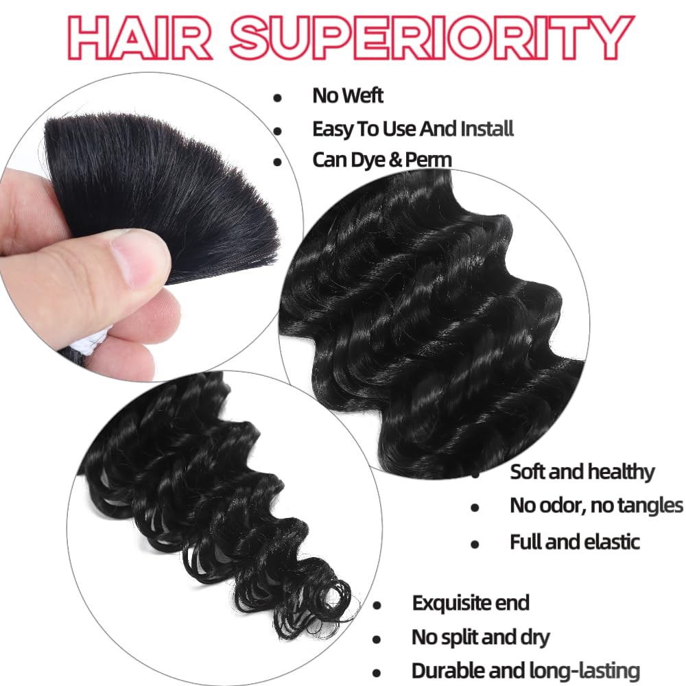 Nerumo Deep Wave Human Braiding Hair 24Inch 1 Bundle 50G Bulk Human Hair For