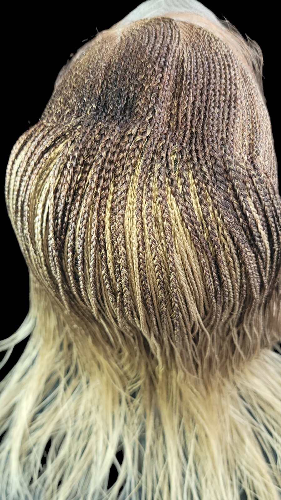 Braided Wig Full Lace Glueless Micro Braids 22” Ombre Blonde Long Handmade NWT