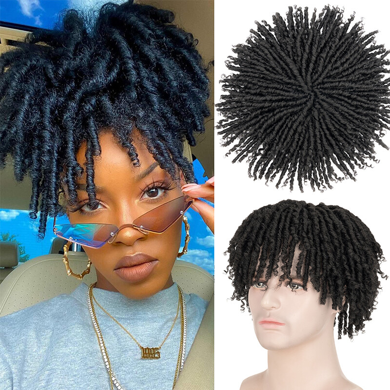 Dreadlock Curly Hair Toppers Short Wiglets Hairpieces Toupee for Black Women Men