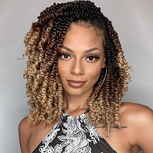 Pre Twisted Passion Twist Crochet Hair 10 Inch 8 10 Inch (Pack of 8) #1B/30/27