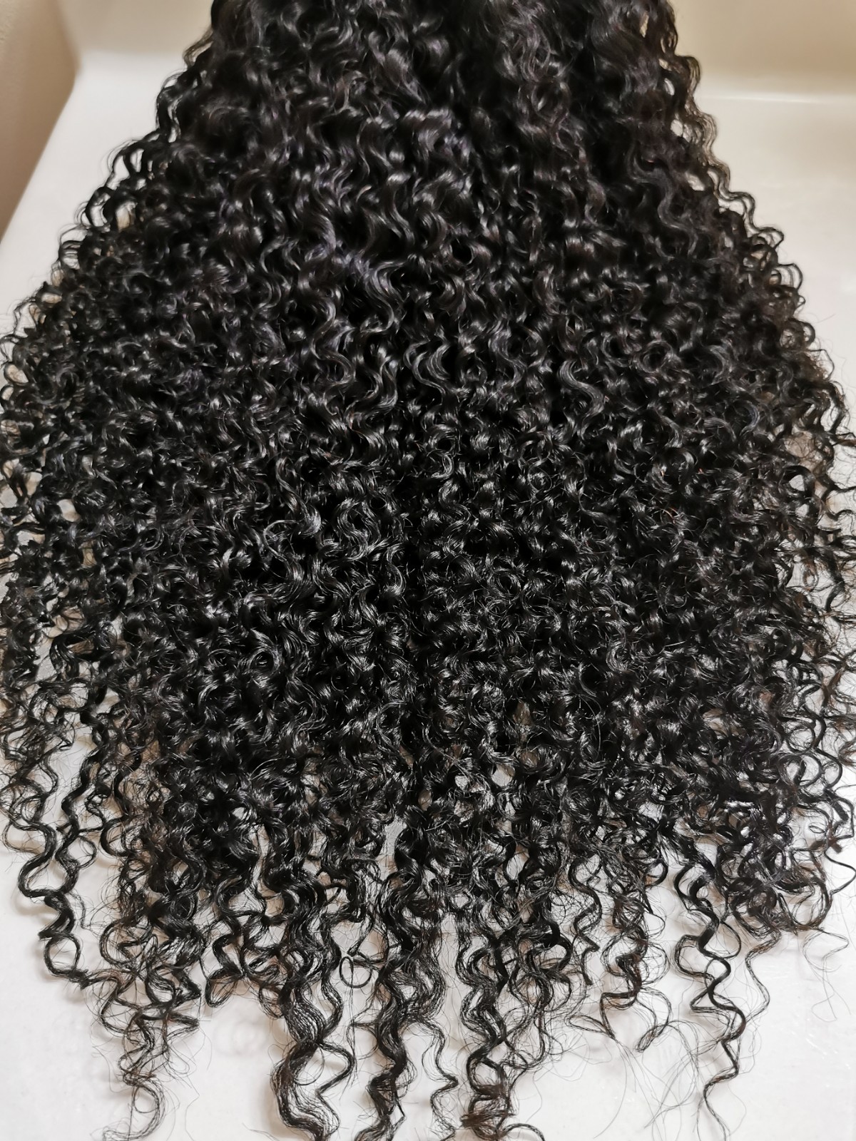 High Quality Natural Black Kinky Curly Human Hair Glueless Lace Closure Wig 24″