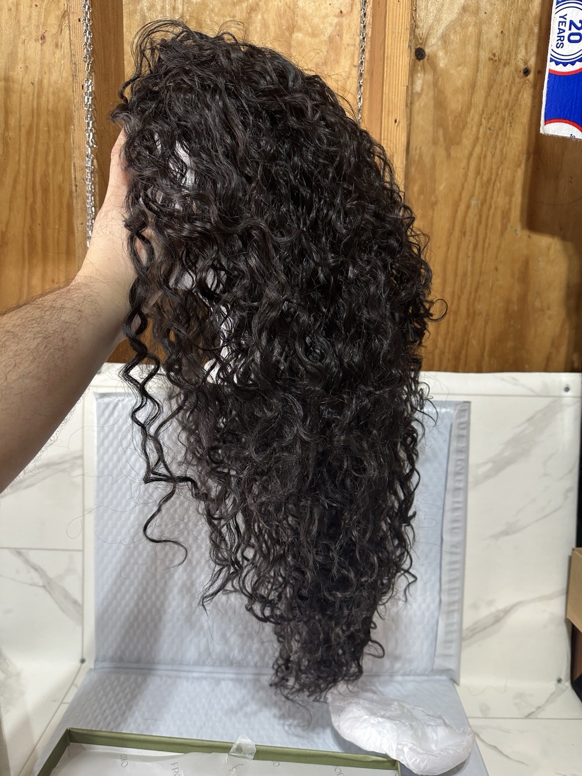 Frodio Natural Black Curly Human Hair Blend Ready To Wear Half Wig 26″