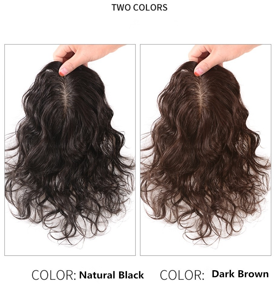 Wavy 100% Human Hair Toppers for Women with Thinning Clip in Hairpieces