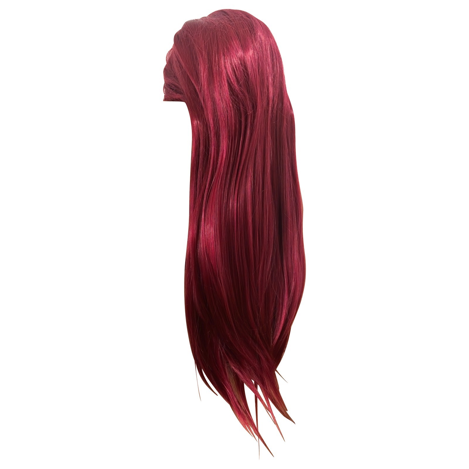 Wine Red New 80cm Straight Sleek Long Full Hair Wigs Side Bangs Rose net Party