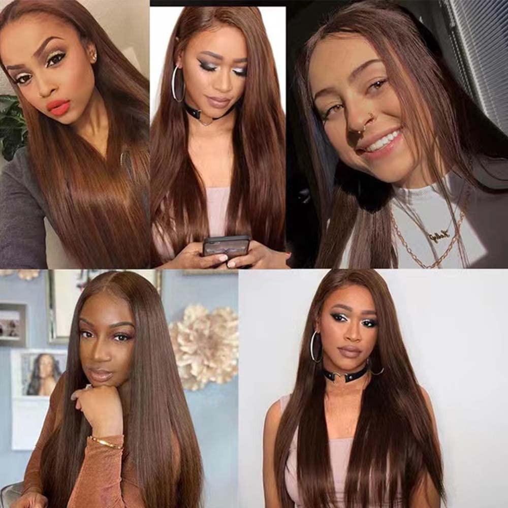 Giginger Brazilian Human Hair Bundles 22 24 26 Inch Color 30 Light Brown
