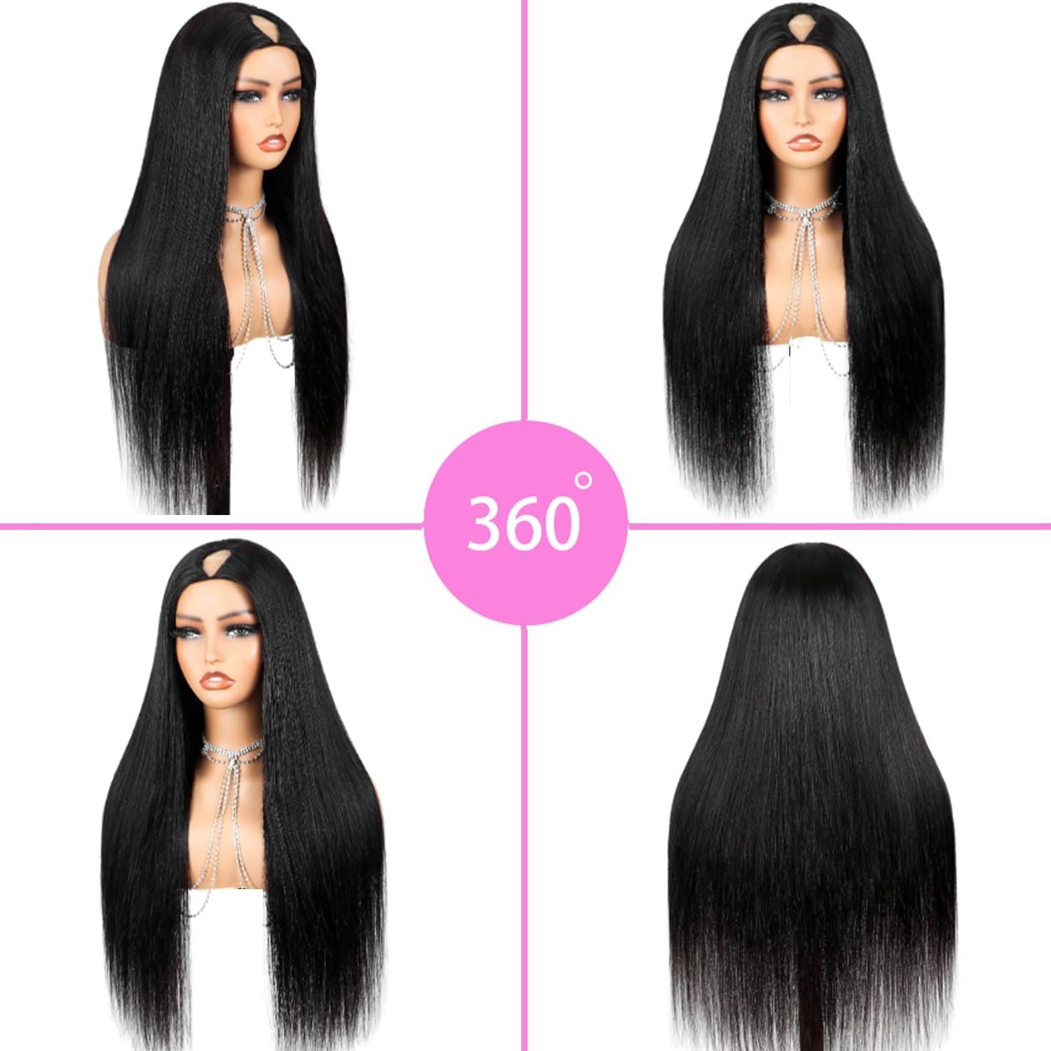 V Part Wig Human Hair Wigs for Black Women Straight V Part Wig Upgr… Fast Ship
