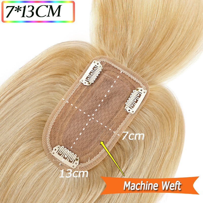 Women Topper Hairpiece with Bangs Clip In Top Remy Human Hair Toupee 7*13cm