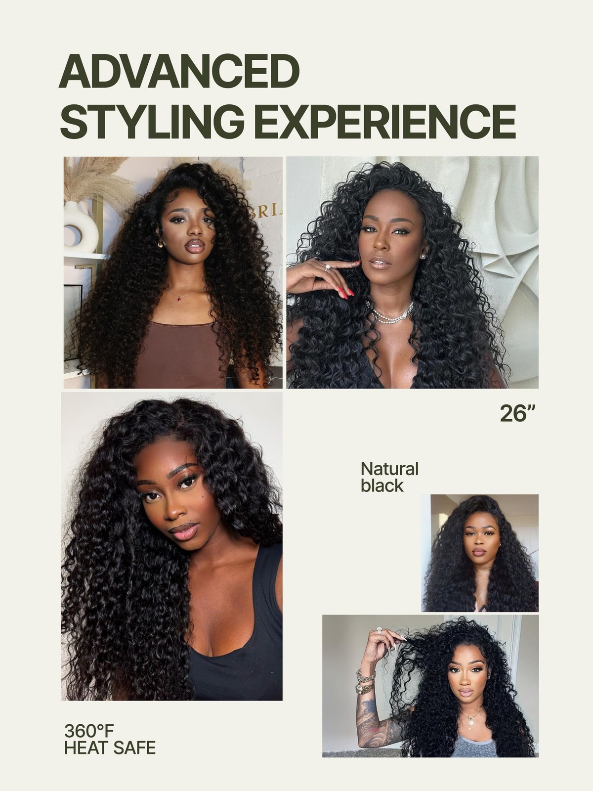 Curly Half Wig 26 Inches Veralux™ Fiber Blend Human Hair Headband Wig 3 in 1 …
