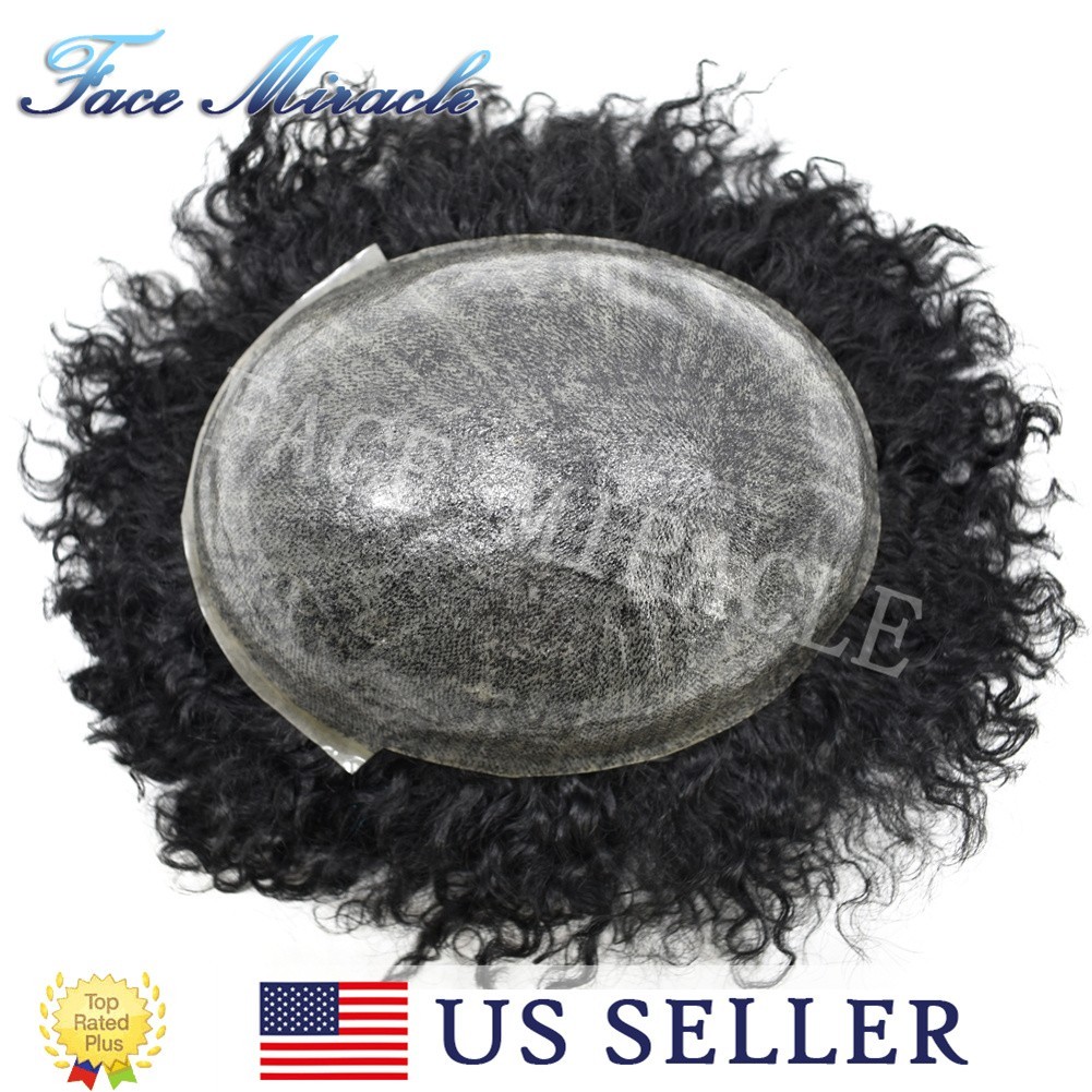 Afro Toupee For Black Men Mens Thin Skin Hairpieces African American Hair System