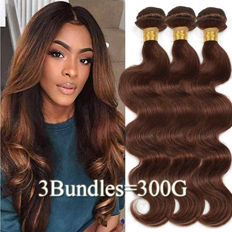 8A Unprocessed Virgin Human Hair Weave 3Bundles 300G Weft Brown Ombre Blonde US