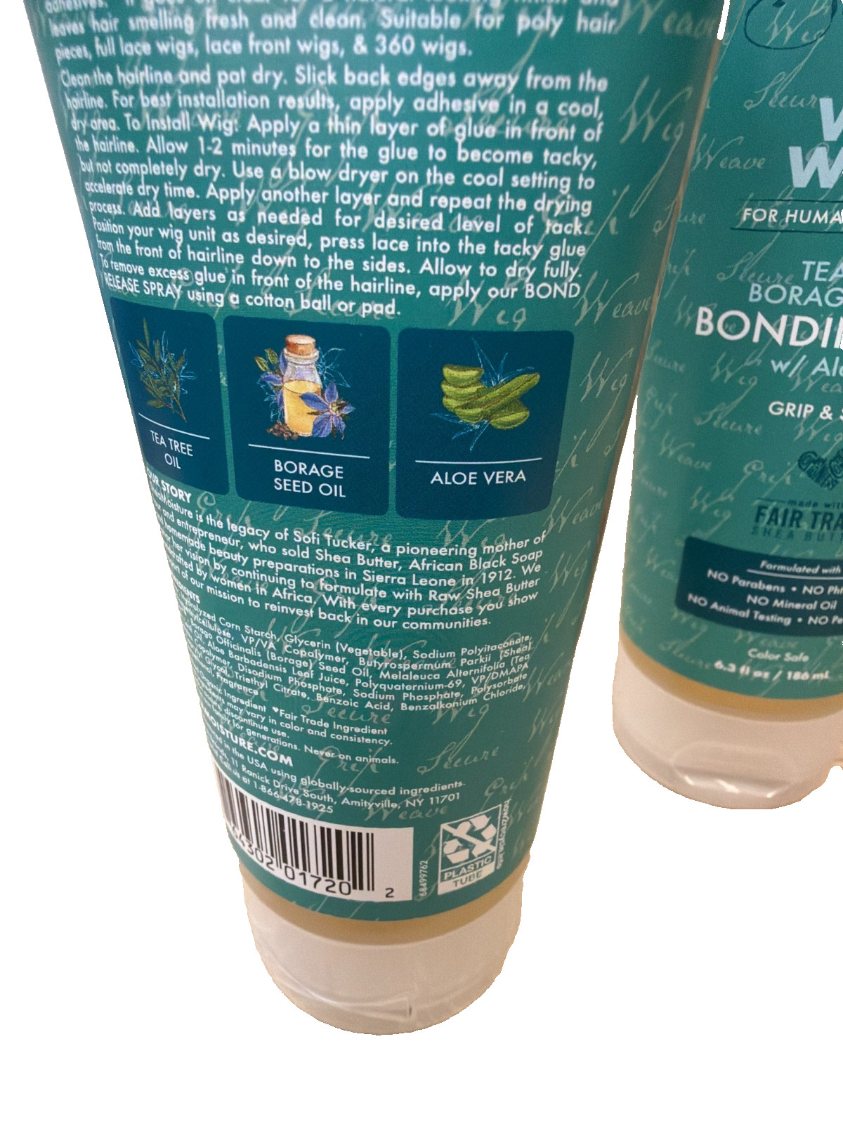 (2) Shea Moisture Wig & Weave For Human & Synthetic Hair Bonding Glue 6.3 oz