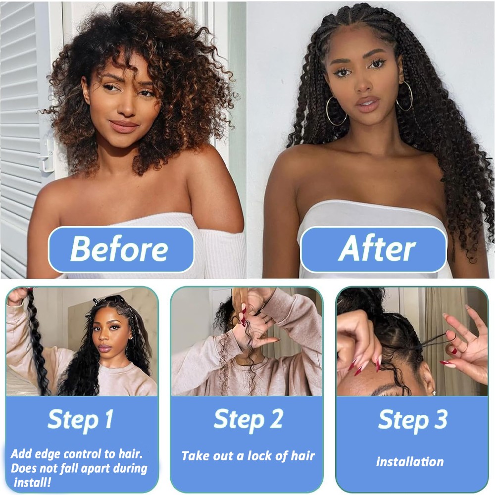 200g Long Curly Braiding Hair Deep Wave Crochet Hair for Black Women Boho Braids