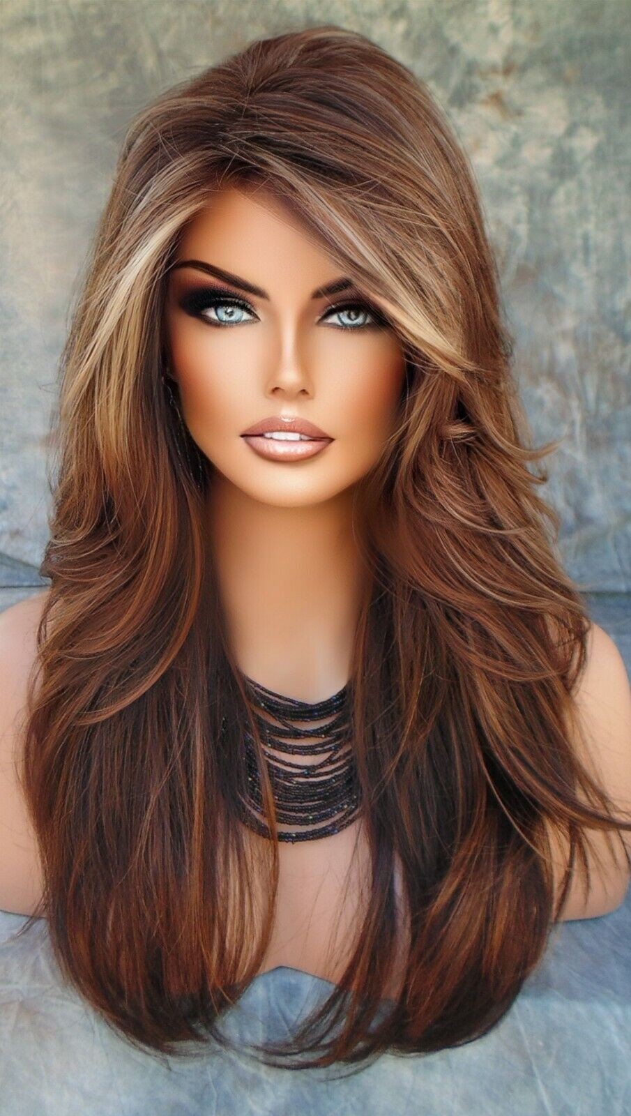 ANGELICA NORIKO WIG CHOCOLATE SWIRL LONG STRAIGHT NEW OPEN BOX 50% OFF