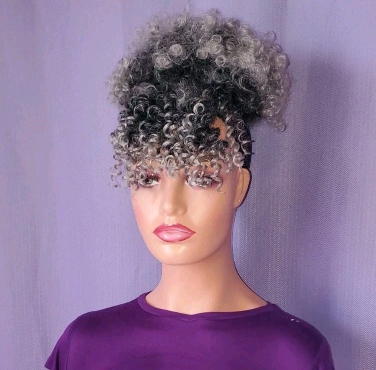 Puff Drawstring Ponytail w/Bangs Kinky Curly Hair Clip in Bangs Short Ponytail