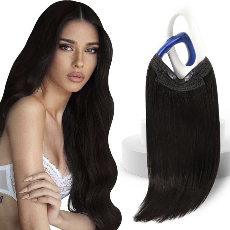 Sunny Human Hair 20 Inch 100g Invisible Wire Hair Extensions #2 Darkest Brown