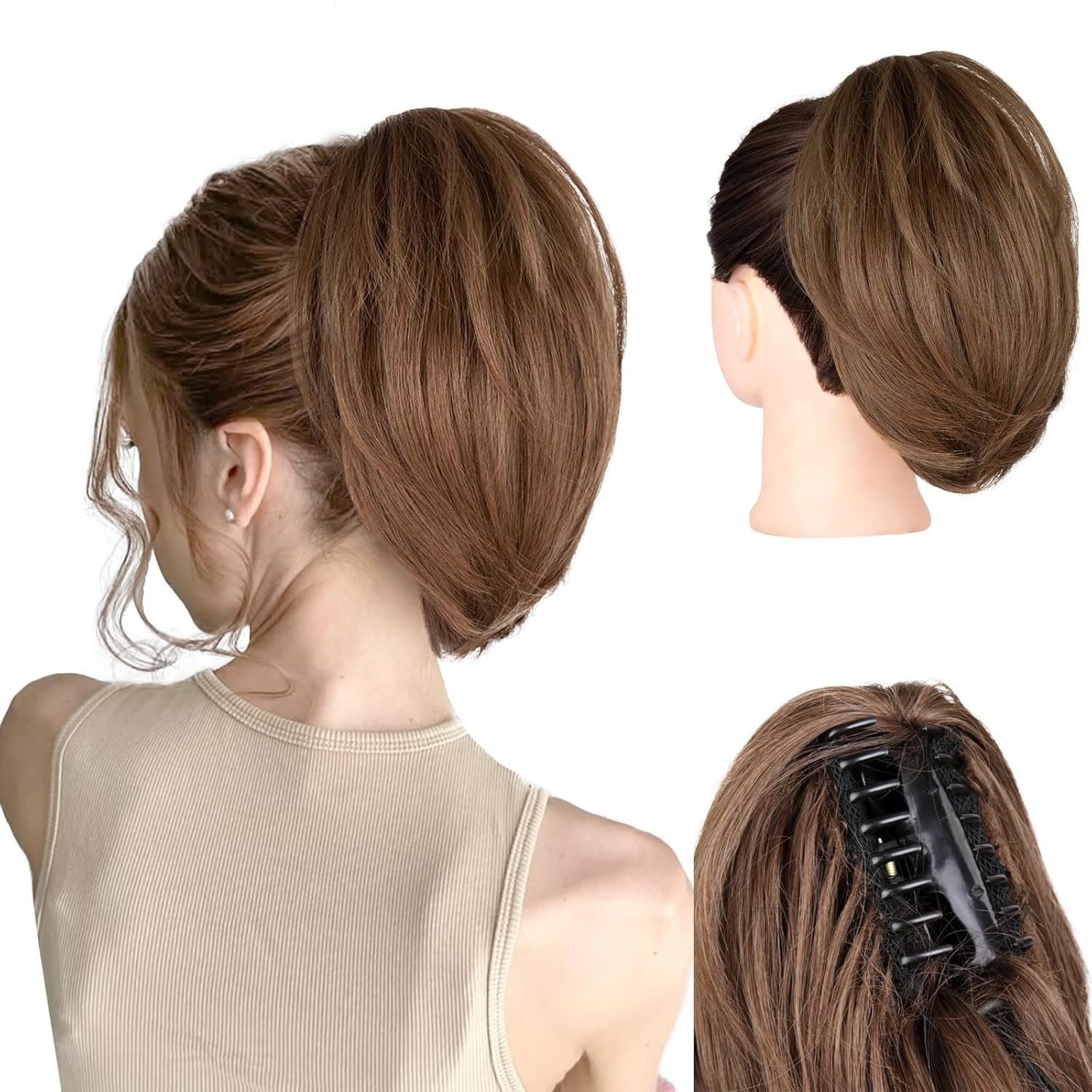 Clip on Ponytails for Women – 10 Inch Short Ponytail Extension, Straight Pony Ta