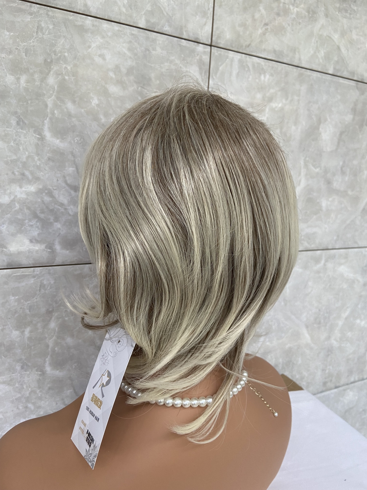Short Straight 100% Human Hair Blonde Mix Wig Women Soft Natural