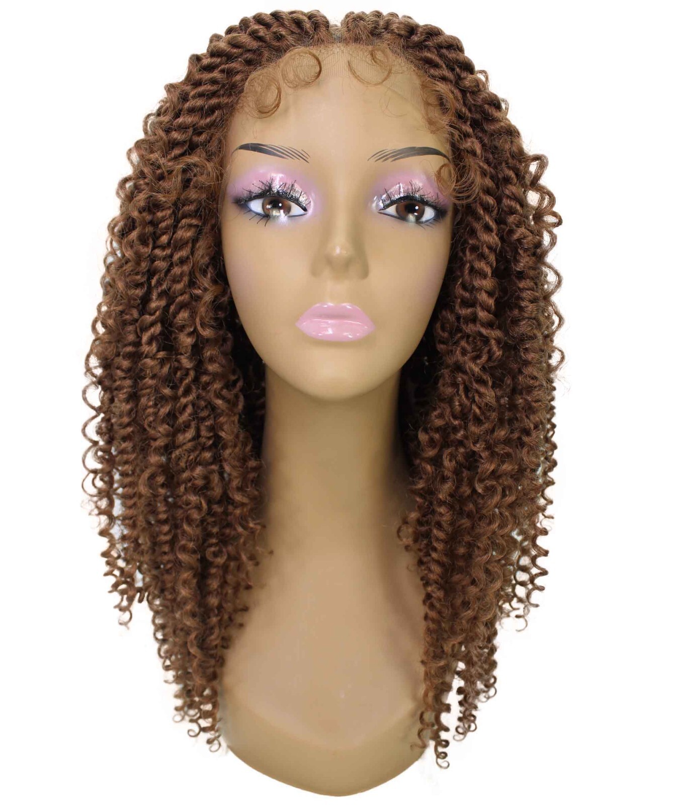 LUXLUXE Tierra Curly 19″ Long 4×4 Hand Tied Lace Braided Wig, BLB-0141