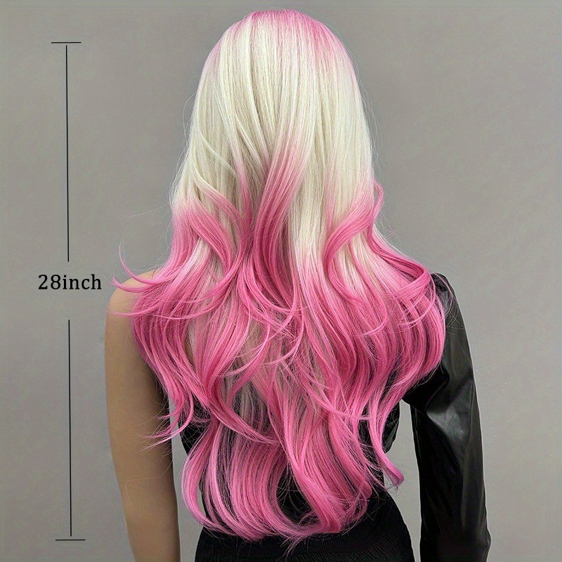 Long Wavy Ombre Wig Bangs Heat Resistant Synthetic Hair Party/Cosplay/Halloween