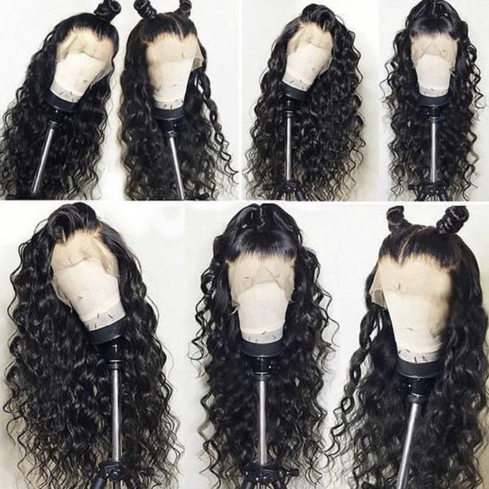Pre Plucked Natural Hairline Glueless Lace Front Wigs Heat Safe Long Deep Wave
