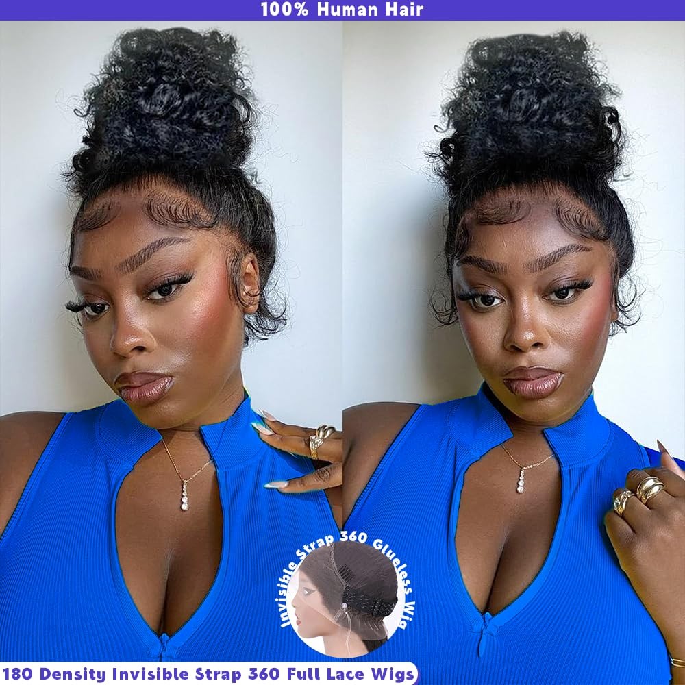 RJAOB Deep Wave 360 Lace Front Wig Human Hair 28″ Invisi Strap HD Full Lace